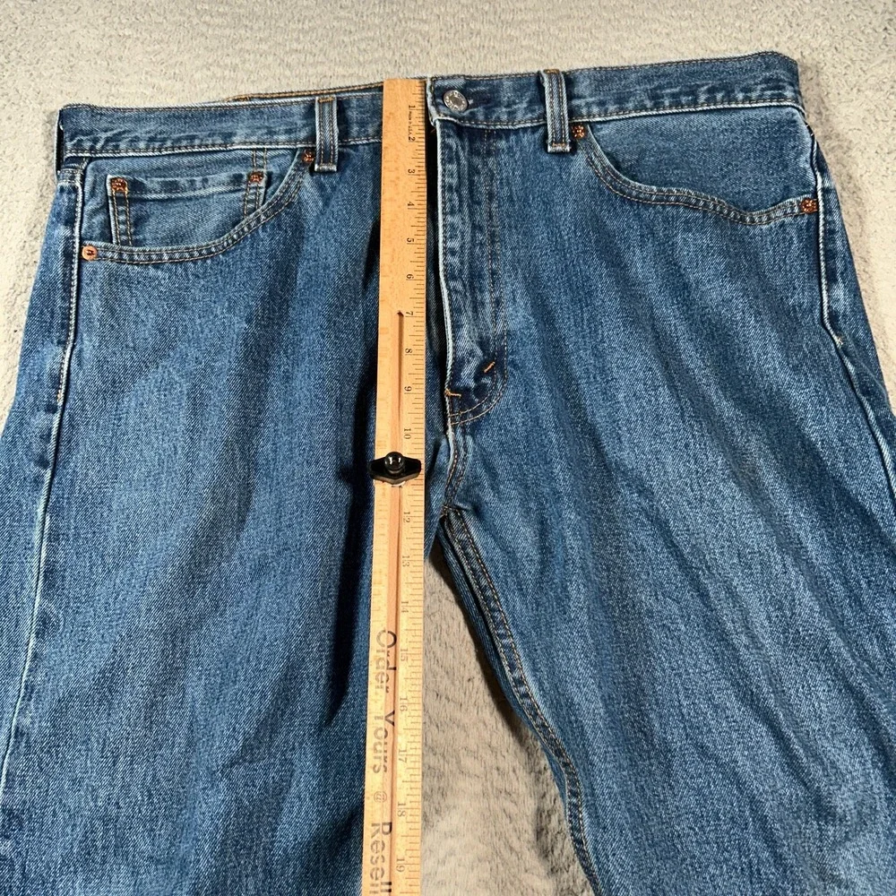 Levi's 505 Jeans Men 38x25.5 Blue Medium Wash Denim Cotton Mid Rise Straight Leg
